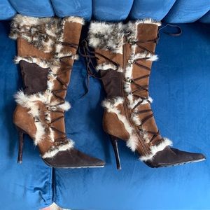 Aldo REAL FUR brown suede fur boots women’s US 8.5 (39 EUR)